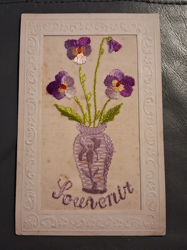 Ww1 silk postcard embroidered - silk,