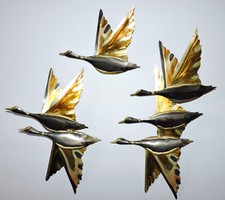 Vintage MCM Metal Flying Ducks