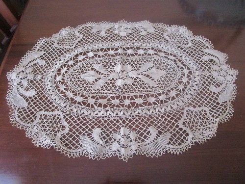 Antique ecru hand worked - antique,