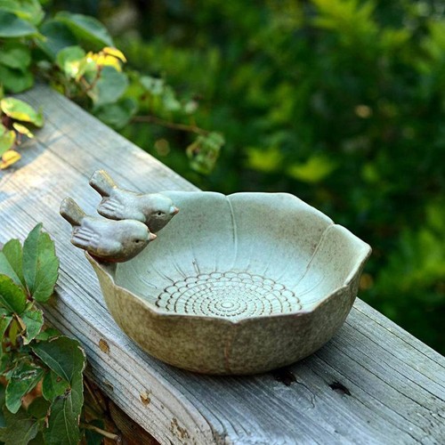 Bird bath feeder - bath, ceramic