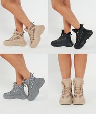 Womens Trainers Boots Faux Fur