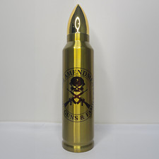 32 oz Gold Bullet Thermos - 2nd Amendment - God, Family - Insulated Gold Bottle