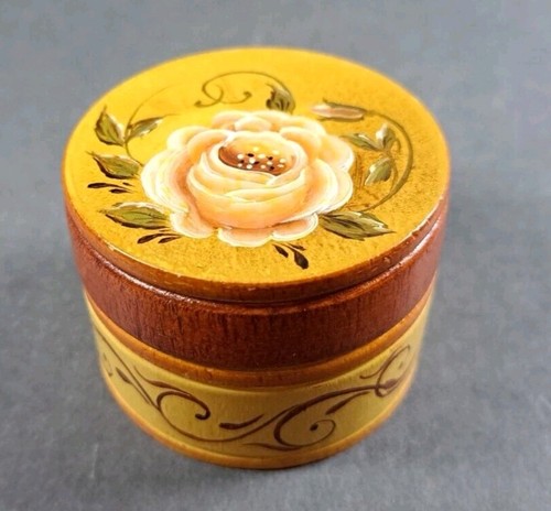 Signed round wood keepsake box - signed,