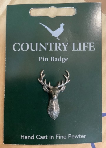 Stag silver pewter lapel pin - stag,