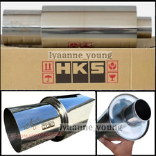 HKS HI-POWER UNIVERSAL SINGLE EXHAUST MUFFLER CHROME Inlet 2.5 Outlet 3.5 Inch