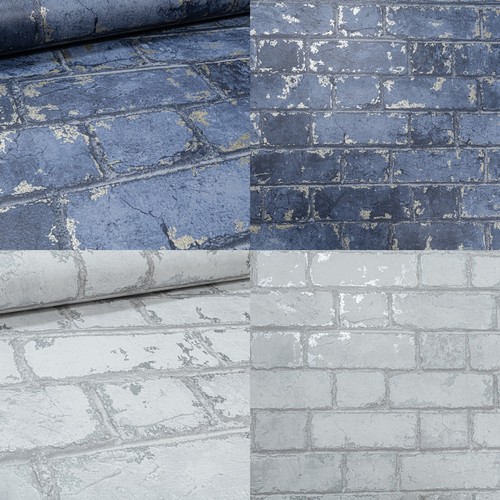 Metallic wallpaper white navy - metallic,