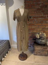 Zara Khaki Crinkle Crepe Midi