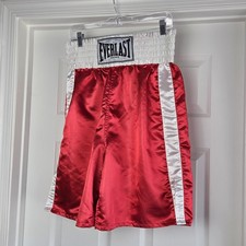 Everlast Boxing Trunks Shorts Mens Size L Red White Satin Trunks High Waist 