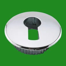 1x 24mm Polished Chrome Plated Push-Fit Cabinet Escutcheon Key Hole Lock Cover