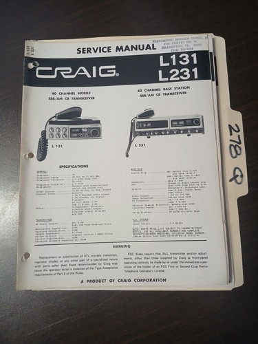 Craig l131 l231 - l131, service