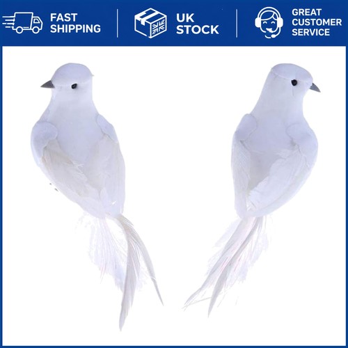 Artificial white doves 2pcs - white,