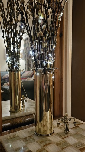 Ww1 brass trench art - brass, vase