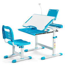 Kids Desk and Chair Set Height Adjustable Kids Study Table and Chair Set-Blue