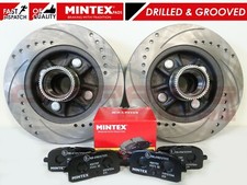 FOR STARLET GLANZA EP91 EP82 DRILLED GROOVED REAR BRAKE DISCS ABS RING & PADS