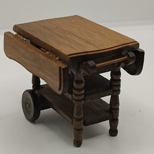 Dollshouse Miniature Wooden Bar Cart Folding Table Trolley Vintage 1:12 Scale