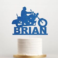 Personalised Motorbike Birthday Cake Topper Any Name Age Biker Decoration UK