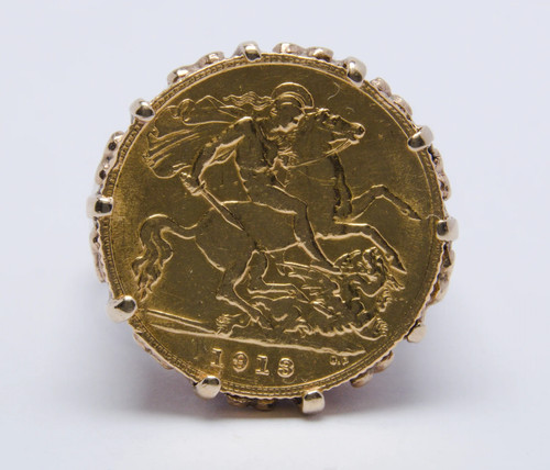 1913 gold half sovereign 9ct - sovereign, &