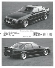 LOTUS CARLTON SALOON OCTOBER 1989 PUBLICITY B/W PHOTOGRAPH