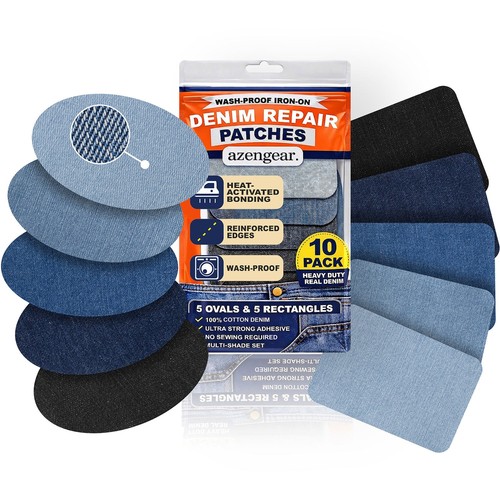 Iron denim repair patches - denim,
