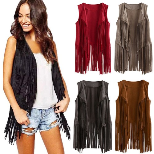 Womens tassel fringed vest - fringed,