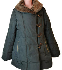 Dubarry of Ireland Quilted Down Filled Faux Fur Collar Toggle Parka  Ladies Coat