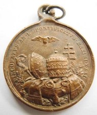 Pope Pius IX Antique Bronze Papal HOLY MEDAL by Bianchi with Lustre 38mm Vatican