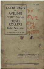 AVELING BARFORD DX SERIES DIESEL ROAD ROLLER ORIG. 1945 FACTORY PARTS CATALOGUE