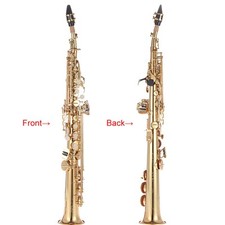 Brass Straight Soprano Sax Saxophone Bb B Flat Woodwind Instrument Natural S GS0