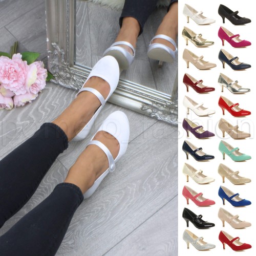 Womens ladies low mid heel - womens,