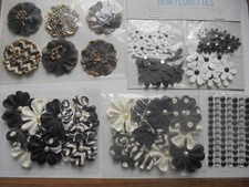 CRAFT CLEAROUT.  ASSORTED BLACK & GOLD / BLACK & WHITE CARDMAKING FLOWERS +