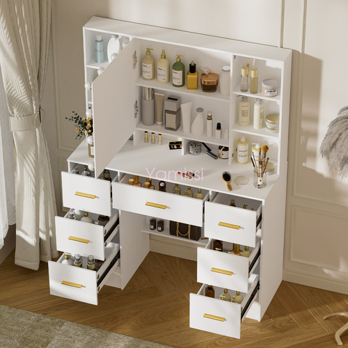 White dressing table with - table,