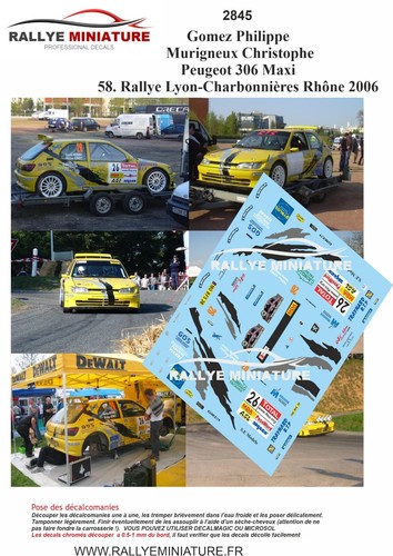 Decals ref 2845 peugeot - 1/43,