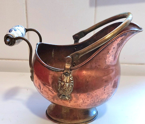 Antique copper helmet coal - helmet,