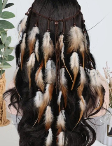 Boho hippie beaded feather - beaded,