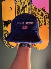 S/M Polo Ralph Lauren Sport Navy Loft Teddy Fleece Bucket Hat