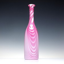 Rare Pink & White Nailsea Glass Serving Bottle c1860