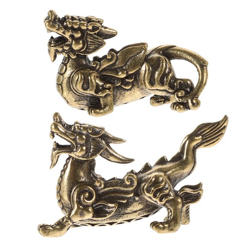 2pcs vintage brass kylin - 2pcs,