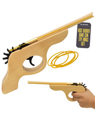 Wooden Rubber Band Gun Toy Handheld Pistol Style