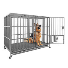 Heavy Duty Rolling Large Dog Cage Thicken Steel Crate Kennel with Removable Tray
