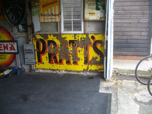 Enamel sign pratts vintage - enamel,