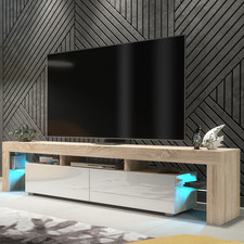 200cm TV Unit Cabinet | High Gloss or Matt Doors | Modern Stand with Free LED