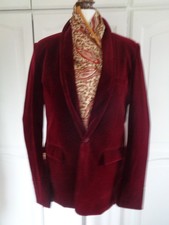 RUBY RED  VELVET  EVENING/ DINNER JACKET , PAISLEY LINING - SIZE UK 36