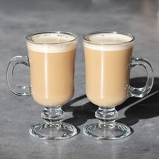 Set of 2 Irish Coffee Glasses 230ml Clear Modern Glass Tea Latte Cafe Cups Boxed