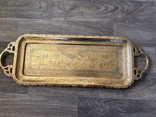Antique Brass Tray etched with