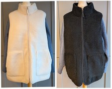 M&S Borg Textured funnel neck gilet size 8/10/14/16/22/24 Black or Ivory