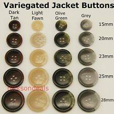 6 Coat Jacket Buttons Variegated Grey Olive Tan or Fawn  15mm 20mm 25mm or 28mm