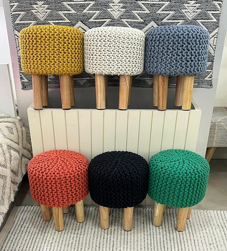 Handmade jute pouffe - jute,