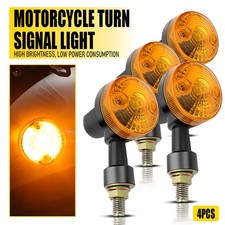 UK 4x Aluminum Motorcycle Indicators Motorbike Turn Signal Lights Bullet Bulbs