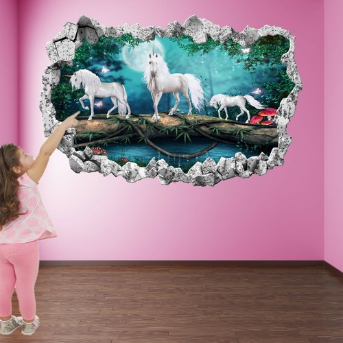 Unicorn forest wall sticker - unicorn,