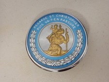 Vintage Chrome Desmo Blue St Christopher Car Badge Auto Emblem